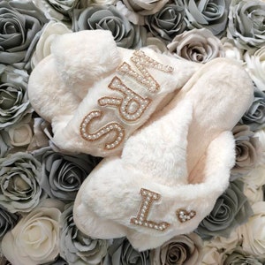 Personalised Bridal Slippers Bride Slippers Wedding Slippers Bride Gift Mrs Hen Party Bridal Party Gift image 8