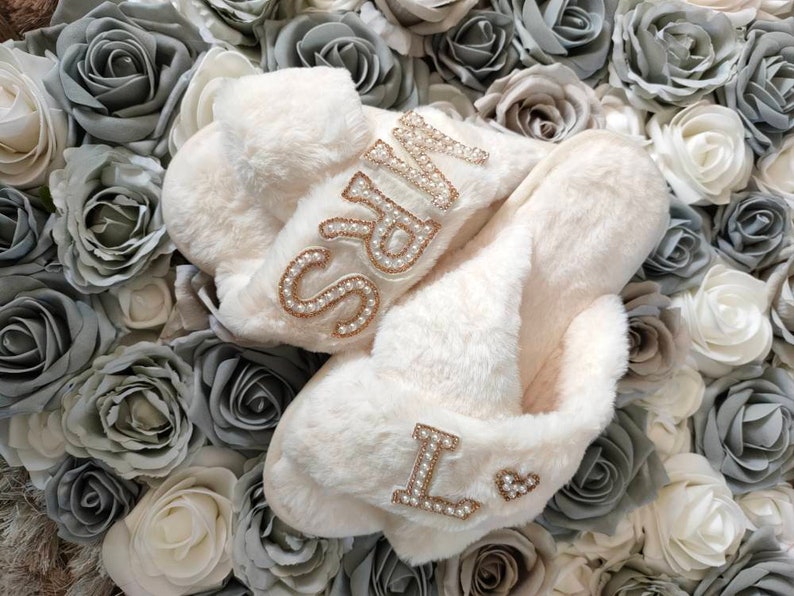 Personalised Bridal Slippers Bride Slippers Wedding Slippers Bride Gift Mrs Hen Party Bridal Party Gift image 8