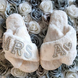 Personalised Bridal Slippers Bride Slippers Wedding Slippers Bride Gift Mrs Hen Party Bridal Party Gift image 1