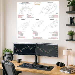Poster riassuntivo delle Onde di Elliott – Guida alle Onde Motivazionali per i Trader / Decorazione murale per l'analisi tecnica / Decorazione per Forex, Azioni e Criptovalute