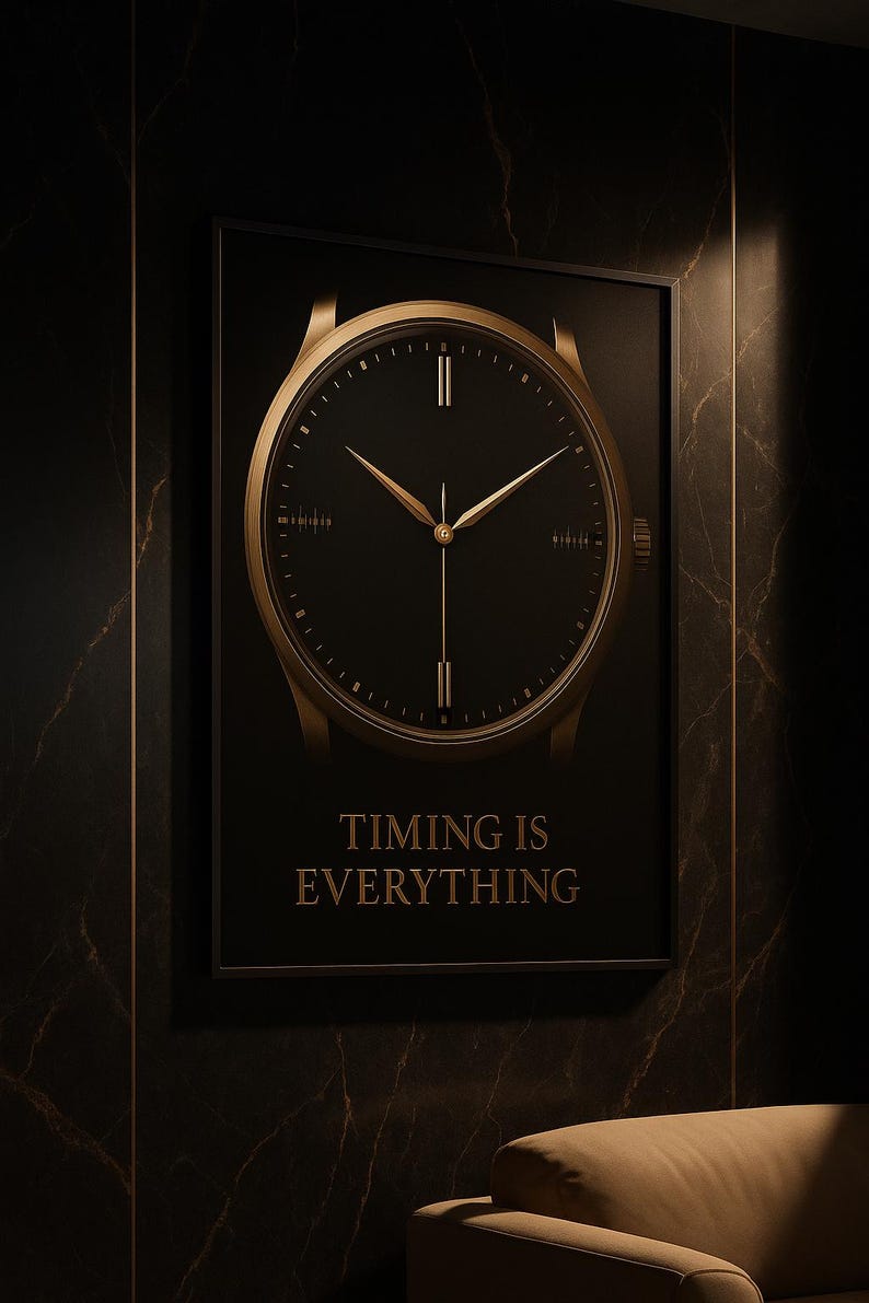 Timing is Everything – Luxury Black Gold Watch Wall Art for Traders ...