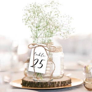 Números de mesa de boda kraft o blanco (*Números 25-40) - Decoración de mesa moderna -3x5"