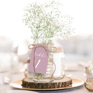 Mauve Wedding Table Numbers | Modern Table Decor | Wedding Decor | 3x5in