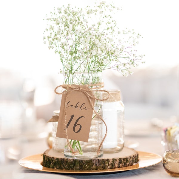 Cartes de numéro de table de mariage Kraft ou blanc - Décor de table moderne - 3x5 - Téléchargement numérique