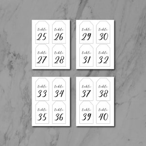 Kraft or White Wedding Table Numbers (*numbers 25-40) - Modern Table ...