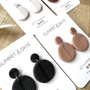 Circles and stripes l Geometric Circle Earrings l striped earrings l Black striped earrings l Cream striped earrings l Gifts for her