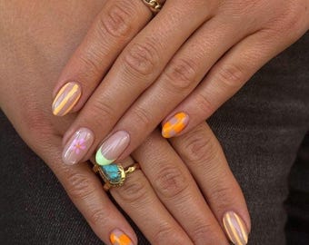 Handmade Custom Gel Press On Nails: Premium Quality, Handpainted, Trendy