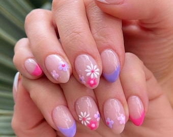 Handmade Custom Gel Press On Nails: Premium Quality, Handpainted, Trendy