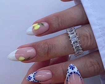 Handmade Custom Gel Press On Nails: Premium Quality, Handpainted, Trendy