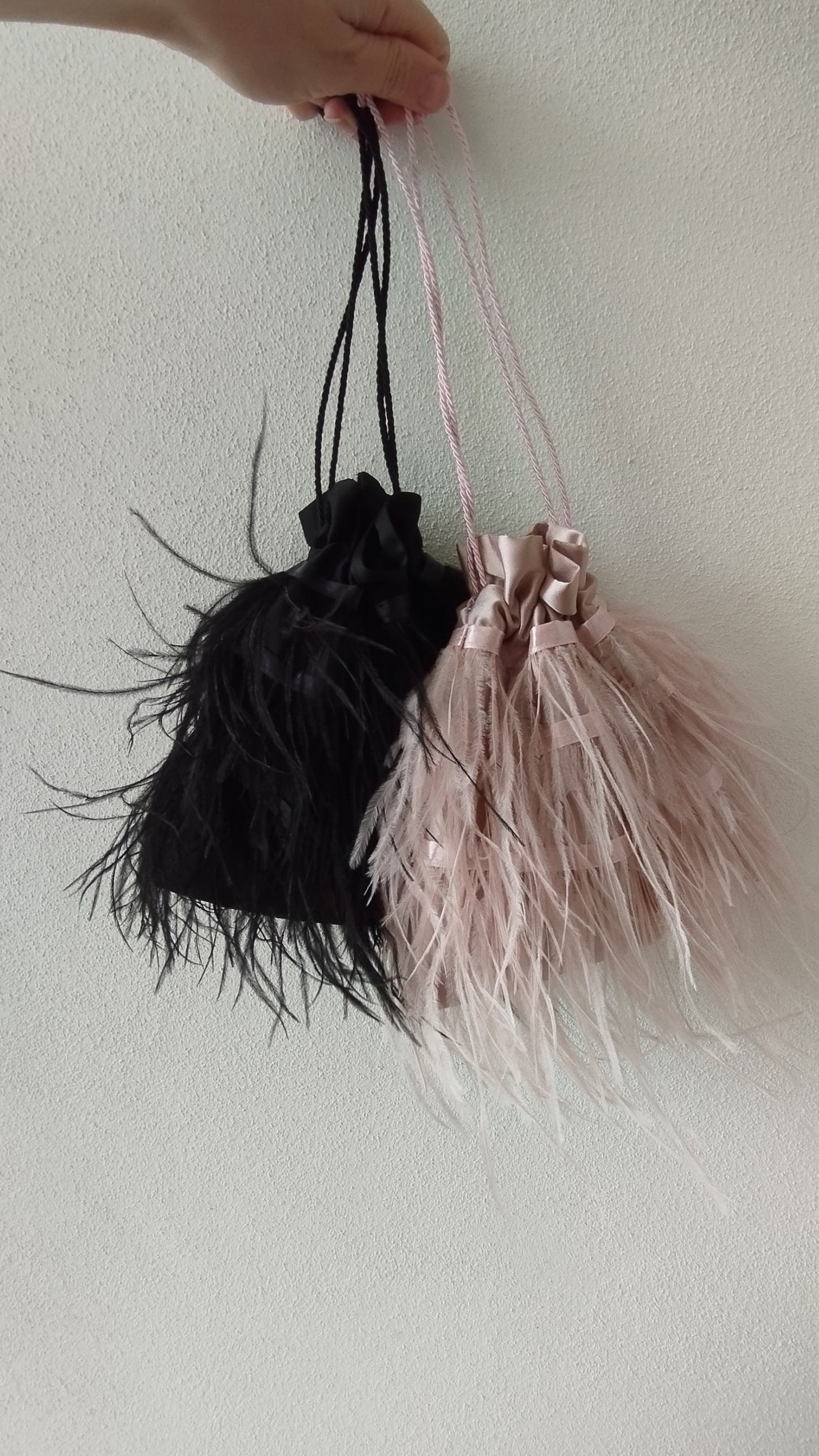 Nuvola Pouch Bag With Feathers Etsy