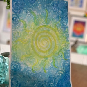 Energy image, spiritual images, meditation, watercolor, healing images, soul image, inner light, spiral, unique, original, sun and sky