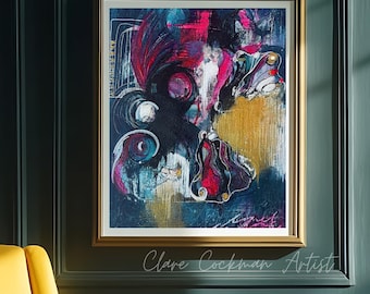 Modern Colourful Abstract Art Print | Hand-Finished | Gold Leaf | Bright Wall Decor