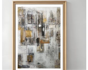 Gold Leaf Abstract Art Print | Hand-Finished Urban Wall Decor