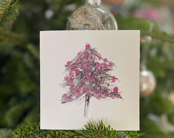 Glitter Xmas Card Pack - Hand-Finished - Gold Silver Pink