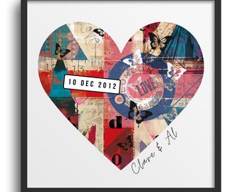 Personalised Heart Print  | London | Romantic Art Gift |  Various Sizes | Framing Options