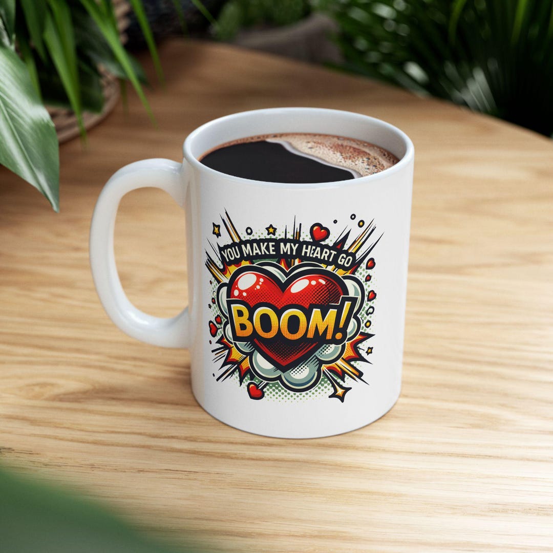 Explosion Mug You Make My Heart Go Boom Comic Explosion Mug | Retro Pop Art Graphic ...