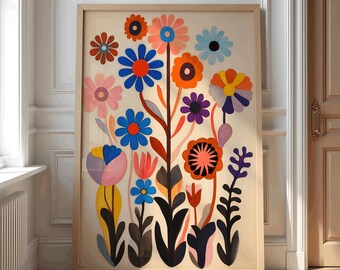 Vibrant Abstract Floral Digital Wall Art – Delicate, Pretty Design for Elegant Home Decor,