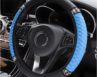 Bling Steering Wheel Cover for Women Universal fit Steering wheel Protection cover Custom Car Accessories Blue