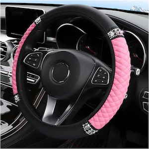 Bling Steering Wheel Cover for Women Universal fit Steering wheel Protection cover Custom Car Accessories Pink