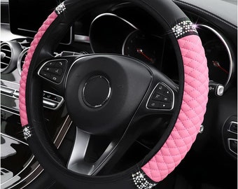 Bling Steering Wheel Cover for Women Universal fit Steering wheel Protection cover Custom Car Accessories Pink