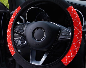 Steering Wheel Cover for Women Dog Paw Universal fit Pet Fans Steering wheel Anti-slip cover Custom Car Interior Accessories