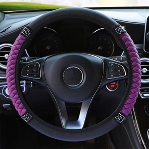 Bling Steering Wheel Cover for Women Universal fit Steering wheel Protection cover Custom Car Accessories For Women Black/Purple