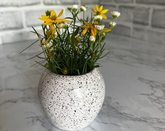 Speckled Stoneware White Bud Vase