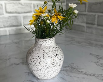 Speckled Stoneware White Bud Vase