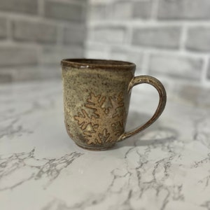 Rustic Ceramic  Snowflake Mug