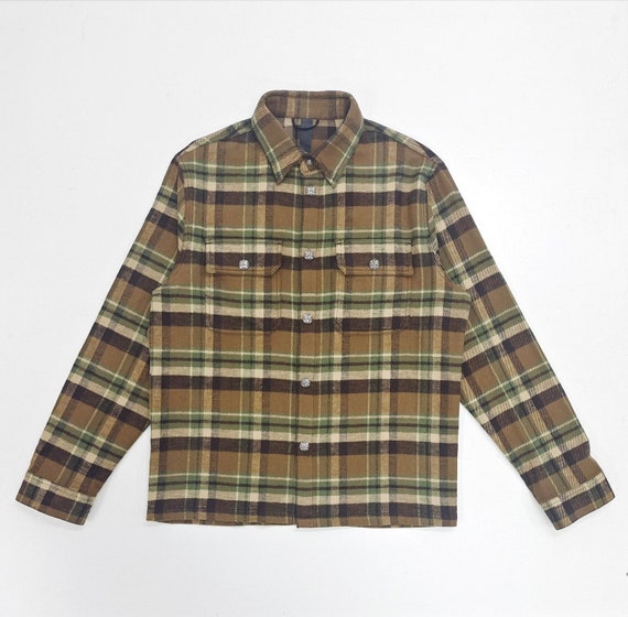 CHROME HEARTS Brown Plaid Spring Summer 22 Flannel Button Down - Etsy