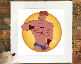 Fun Art Handmade boy Decoration Drawing Disney drawings Gay Art Poster Villains Hades Prince Hercules LGBT gay gift