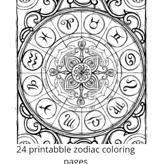 24 Printable Zodiac Coloring Pages Download Etsy