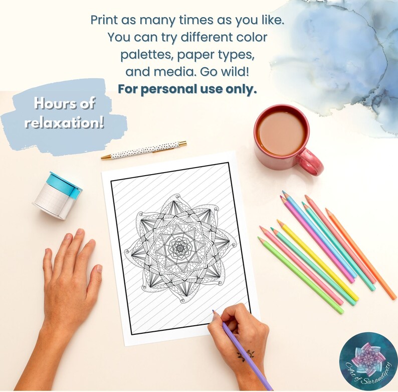 Mandala Coloring Pages Relaxing Coloring Pages 5 Printable - Etsy