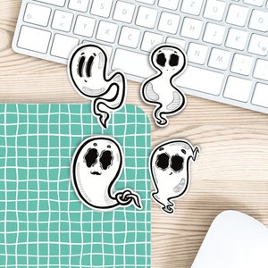 Set mit 4 Aufklebern|Gespenster Vinyl die cut Aufkleber|Gespenster Aufkleber|Geist Sticker|glänzend oder matt laminiert