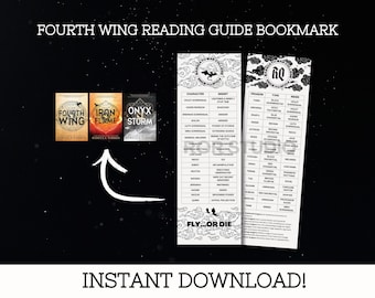 DIGITALER DOWNLOAD - Vierter Flügel, Eisenflamme, Onyx Sturm Leseanleitung Druckbare Lesezeichen, Drachenreiter, Drachen, Siegel, Rebecca Yarros