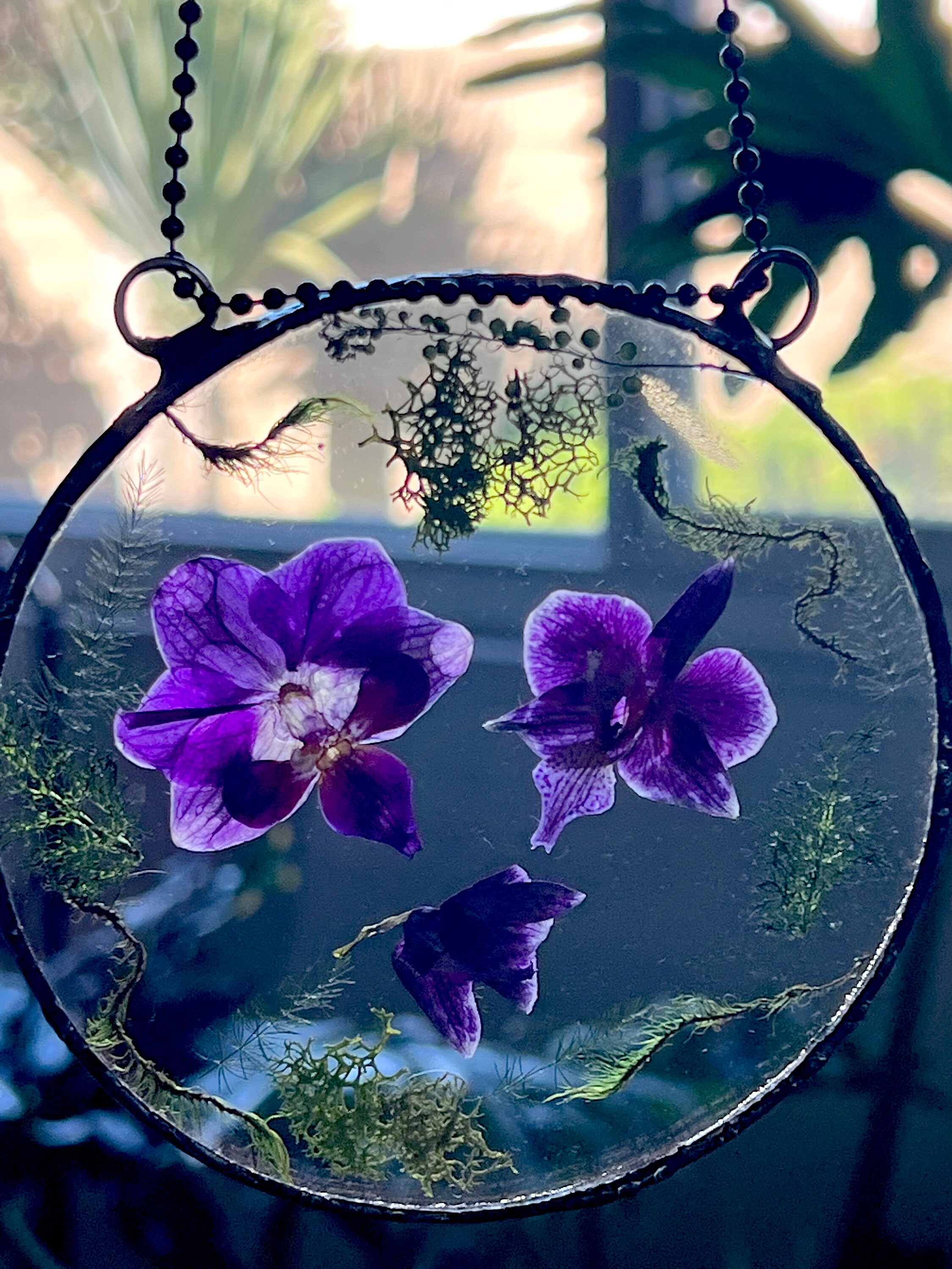 Pressed Orchids Purple Orchid Necklace Queen Anne Fern Etsy