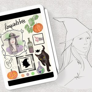 Halloween Digital Stickers set Goodnotes with witches and Wiccan culture