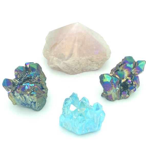 Aura crystal clusters and polished points | High quality Rainbow, Blue and Angel Aura Quartz Crystal Stones