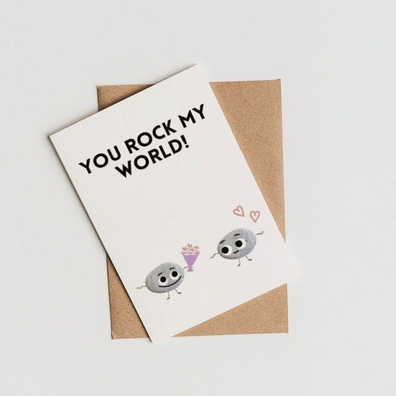 Romantic 'You Rock My World' card, personalised send direct option
