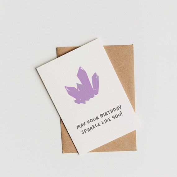 Purple Crystal Sparkle birthday card, personalised send direct option