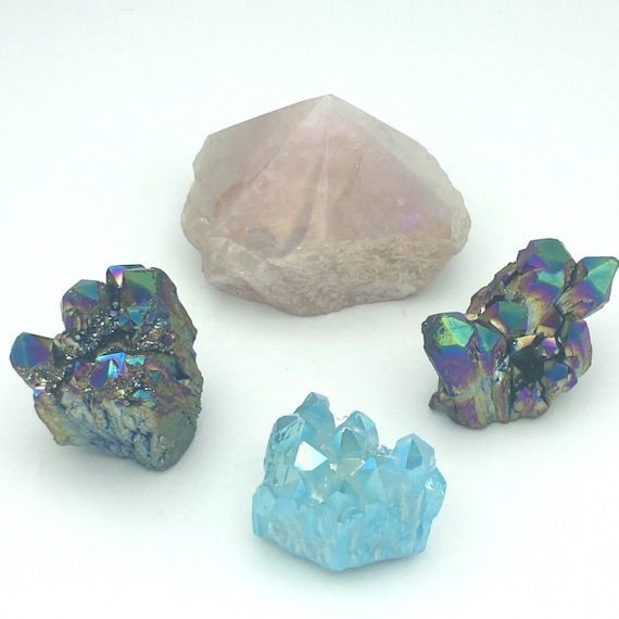 Aura crystal clusters and polished points | High quality Rainbow, Blue and Angel Aura Quartz Crystal Stones