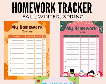 student homework diary Homework Planner/Tracker - Seasonal
