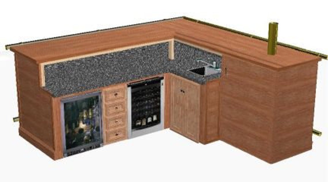 L Shaped Home Bar Plans Etsy