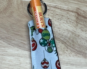 Sublimated Green monster chapstick holder keychain/Christmas stocking stuffer/Green Man gift for him-her/Funny chapstick holder/Christmas