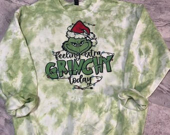 Tie Dye Green man Crewneck sweatshirt/Funny Green man shirt/Christmas Green man pullover/Tie Dye Christmas Sweatshirt/Holiday Cozy Pullover