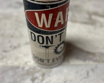 Aviso: Não toque nas minhas ferramentas! Copo térmico fino de 590ml/Copo térmico com parede dupla/Presente para mecânico/Copo térmico divertido para faz-tudo/Copo térmico fino para homens
