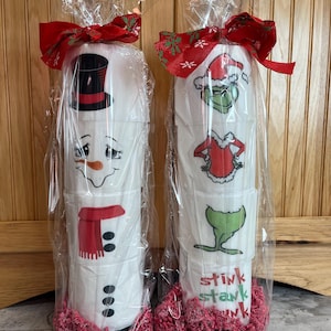 Décoration de papier toilette bonhomme de neige et monstre vert avec ventouse/Cadeau bâillon de Noël/Décoration de vacances drôle/Cadeau éléphant blanc/Papier toilette