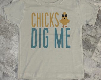Chicks Dig me chemise de Pâques pour tout-petits garçons/chemise de Pâques pour tout-petits garçons/chemise de Pâques enfants mignons/chemise de Pâques drôles garçons/t-shirt de Pâques rétro/t-shirt de Pâques