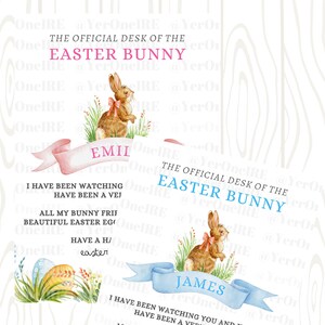 Carta personalizada del conejito de Pascua, certificado de lista agradable del conejito de Pascua, lindo conejo de Pascua, certificado de feliz Pascua para niños, búsqueda de huevos de Pascua