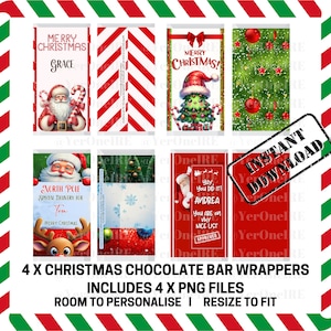 DOWNLOAD INSTANTÂNEO - Embalagem fofa de barra de chocolate de Natal, embalagens de barra de chocolate da lista de bons presentes do Papai Noel, embalagem de lista bonita, boneco de neve, natal 2024